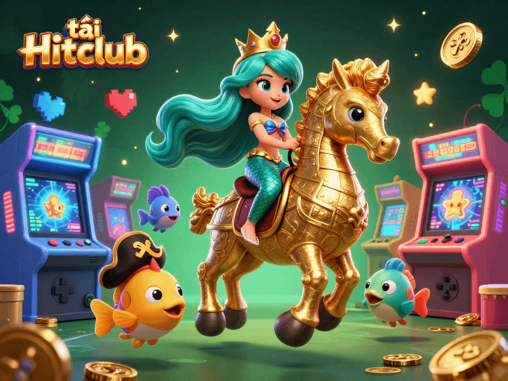 Play exciting games and celebrate wins at tải Hitclub's vibrant gaming scene with colorful characters.