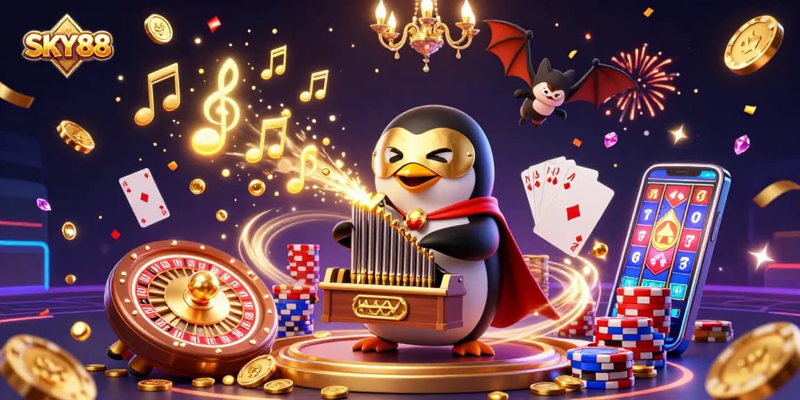 Experience the thrill of winning with SKY88's dynamic casino gaming illustration.