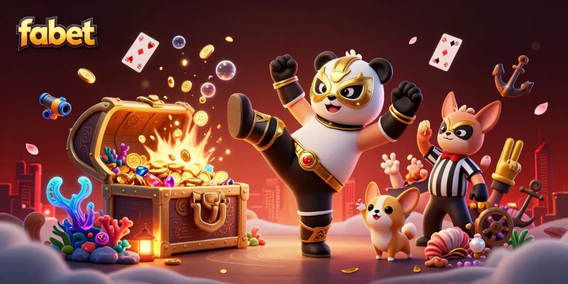 Experience fabet excitement with a dynamic panda wrestler, lively scenes, and vibrant casino elements.