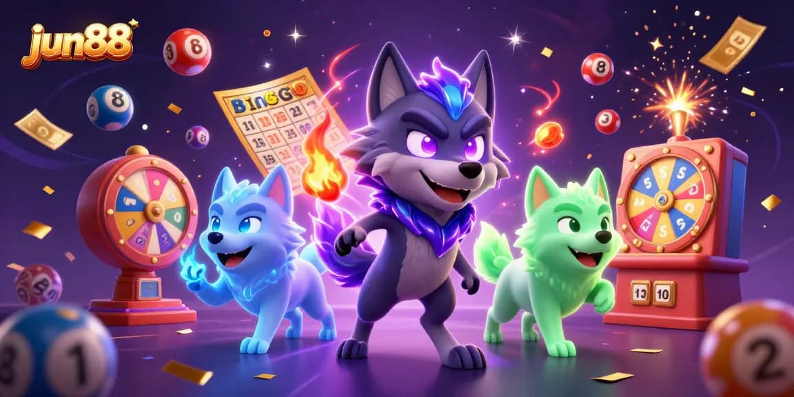 Engage in thrilling lottery excitement at jun88 with glowing wolves and dynamic game elements.