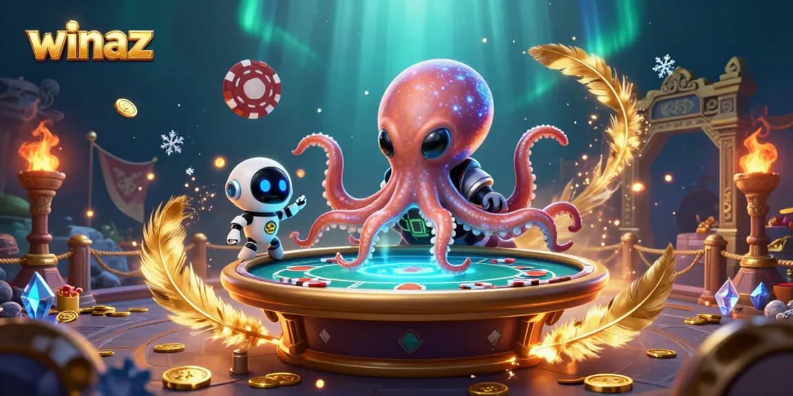 Experience thrilling poker action at winaz with an alien octopus and quirky robot.