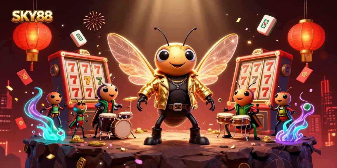 Experience thrilling gaming at SKY88 with an electrifying cicada rock star performance.