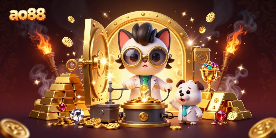 Join the adventure with ao88 as a mad scientist cat and loyal dog create casino riches!