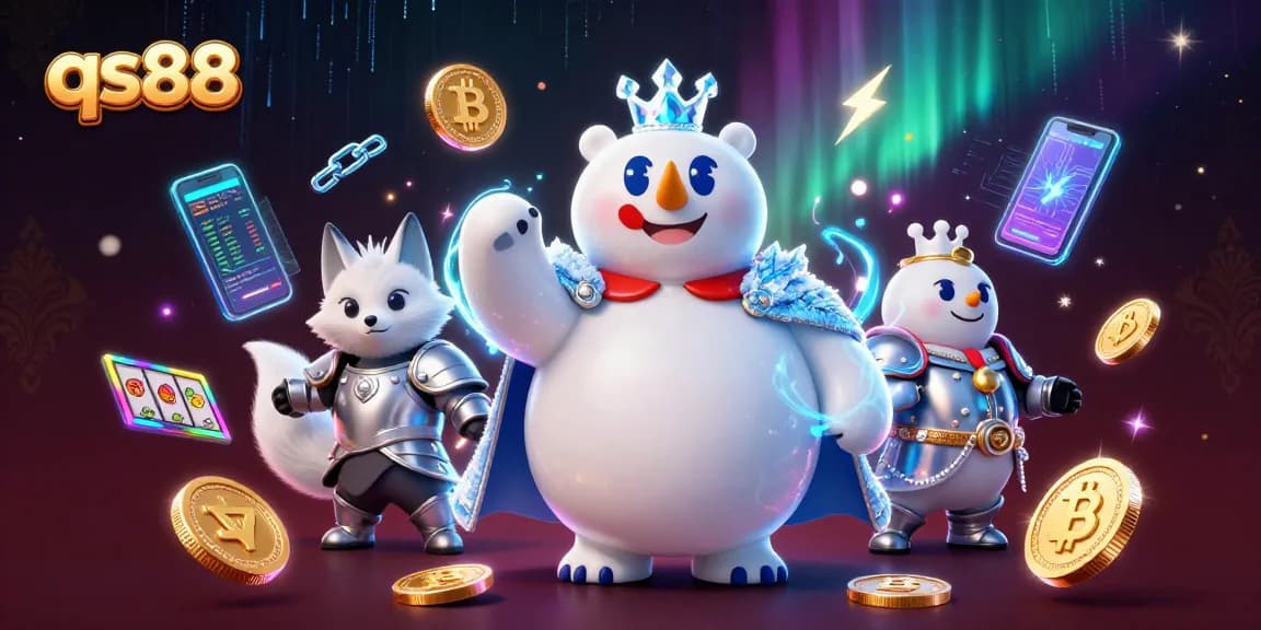 Engage with qs88's immersive casino world featuring slot games, polar bear king, and crypto elements.