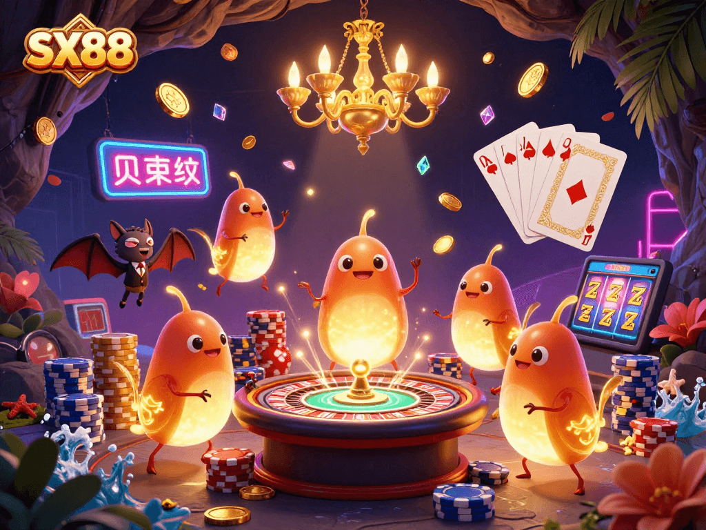 SX88 creates a sparkling casino experience with glowworms lighting up the scene filled with games and excitement.
