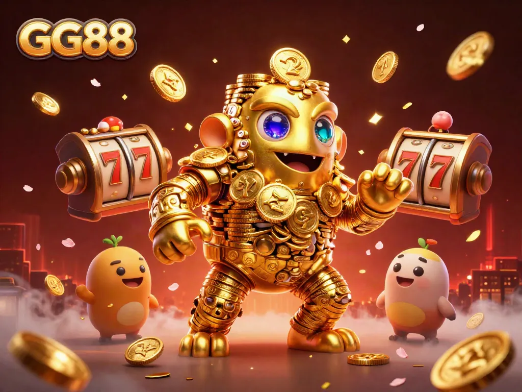 Engage players in thrilling GG88 slots with lively golden golem and dynamic casino elements.
