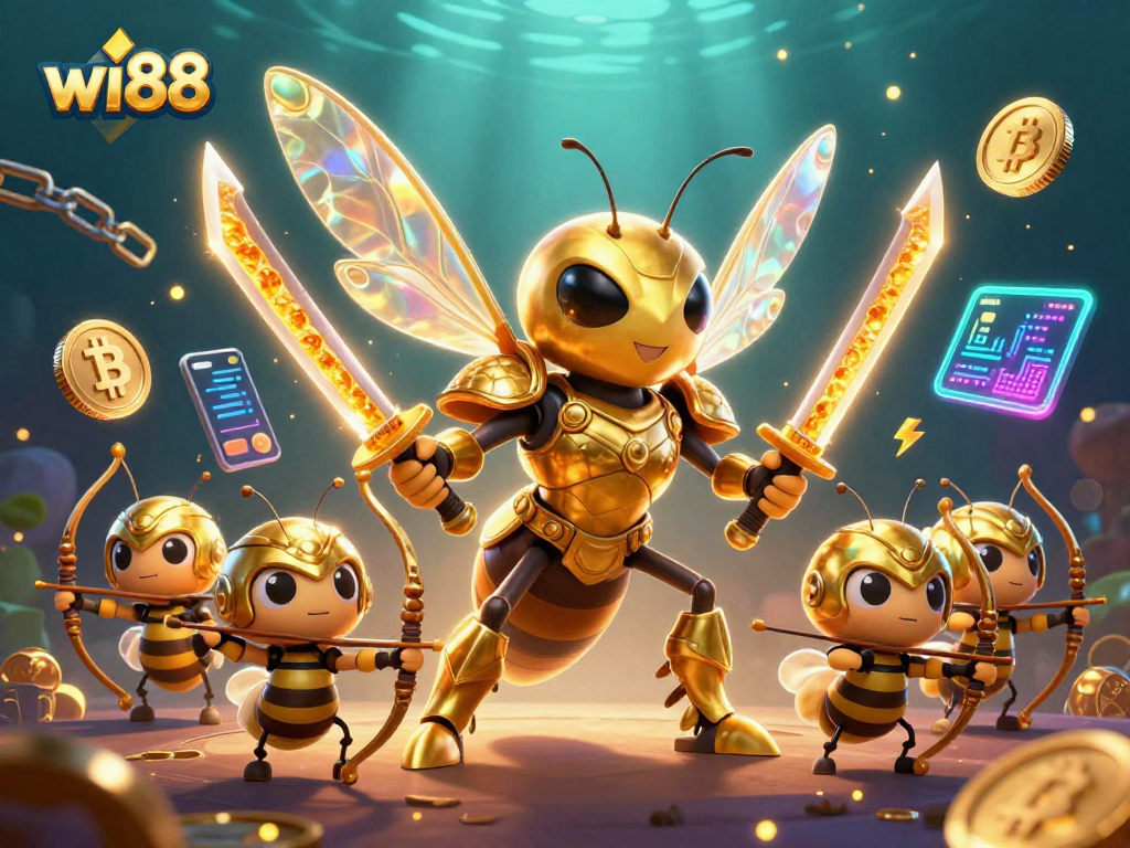 Experience thrilling action at wi88 with a golden hornet samurai and crypto gaming elements.
