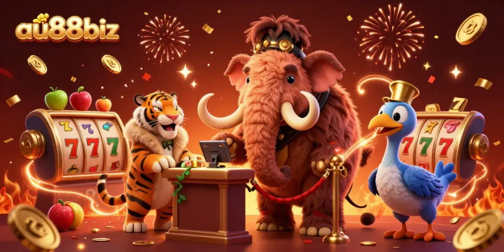 Engage in exhilarating gameplay at au88biz with vibrant casino characters and dynamic elements.