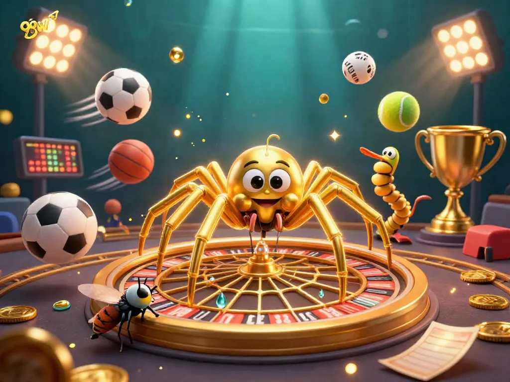 Spin the roulette wheel with 98win's vibrant cartoon characters in this dynamic gambling scene.