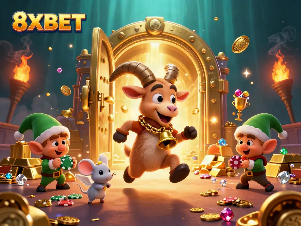 Experience thrilling moments at 8XBET's dynamic holiday casino as characters engage in fun-filled gambling.