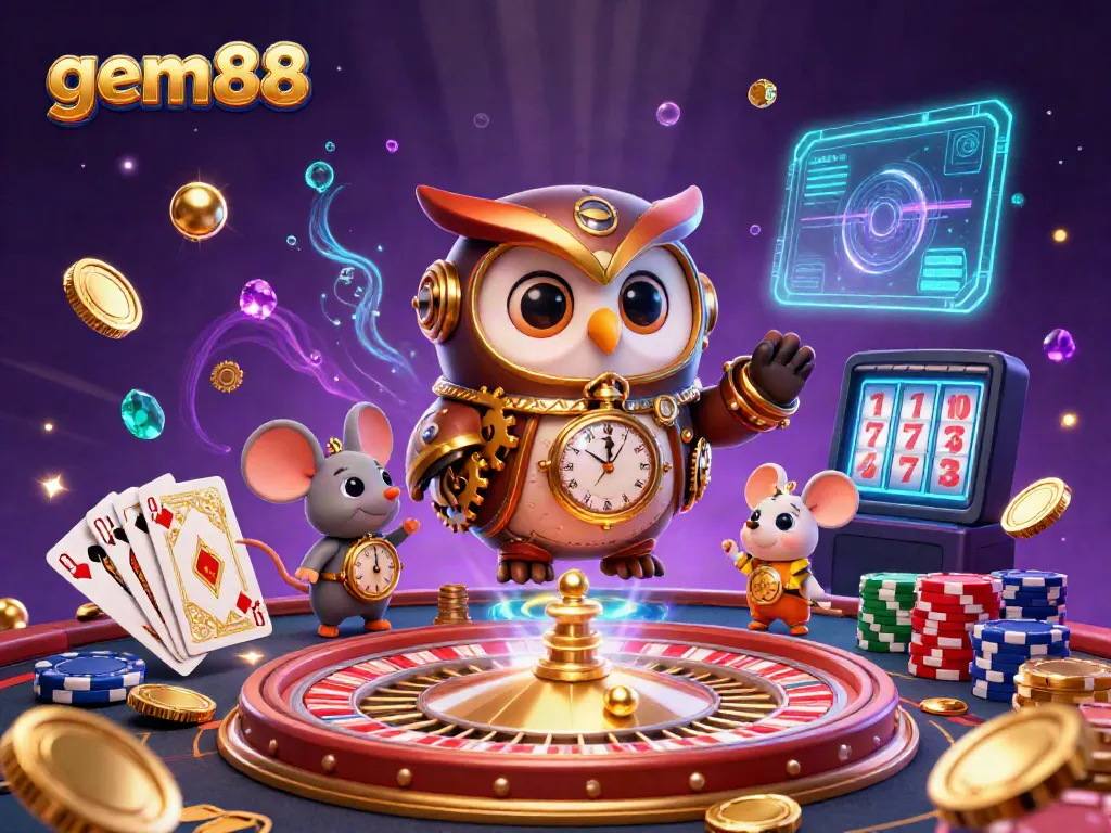 Experience the thrilling adventures of gem88 with captivating casino elements and vibrant characters.