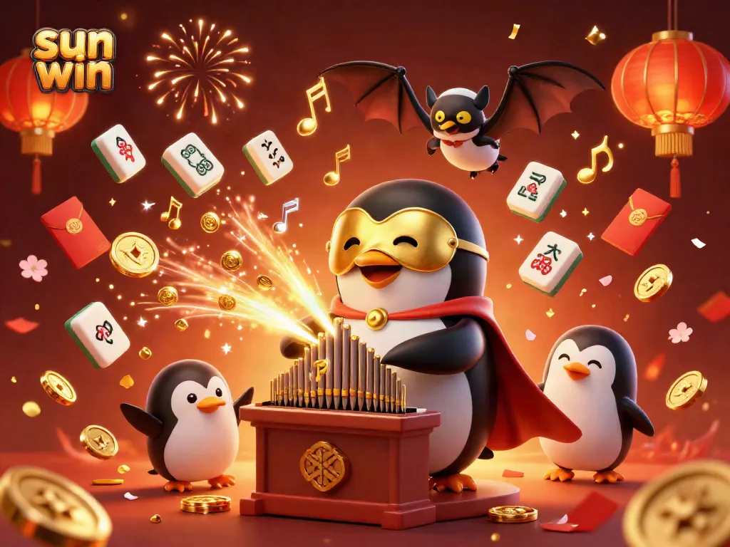 Experience thrilling wins with the captivating sun win casino scene filled with vibrant characters and festive elements.