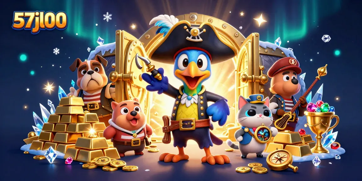 Engage in exciting casino adventures with 57jl00 as a colorful cartoon pirate crew navigates treasure!