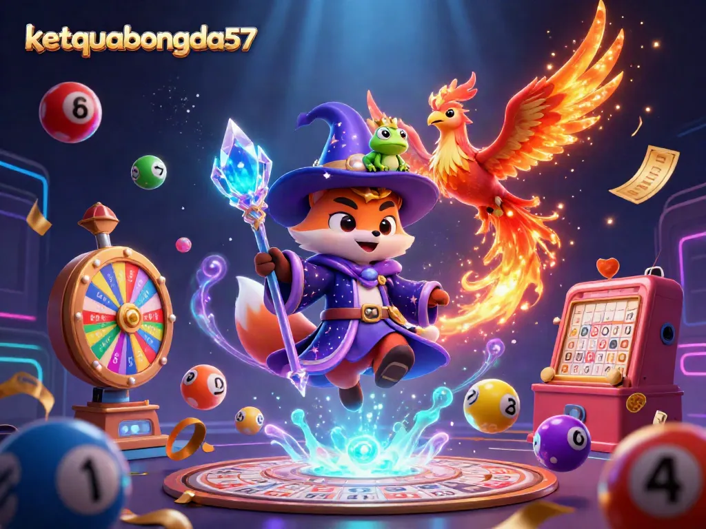 Engage with ketquabongda57 as you enjoy a vibrant 3D wizard-themed lottery experience.