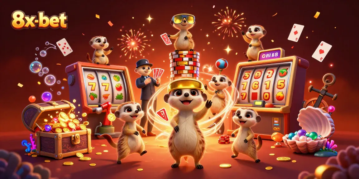 Experience the vibrant 8x-bet casino scene with meerkats in a dynamic gaming environment.