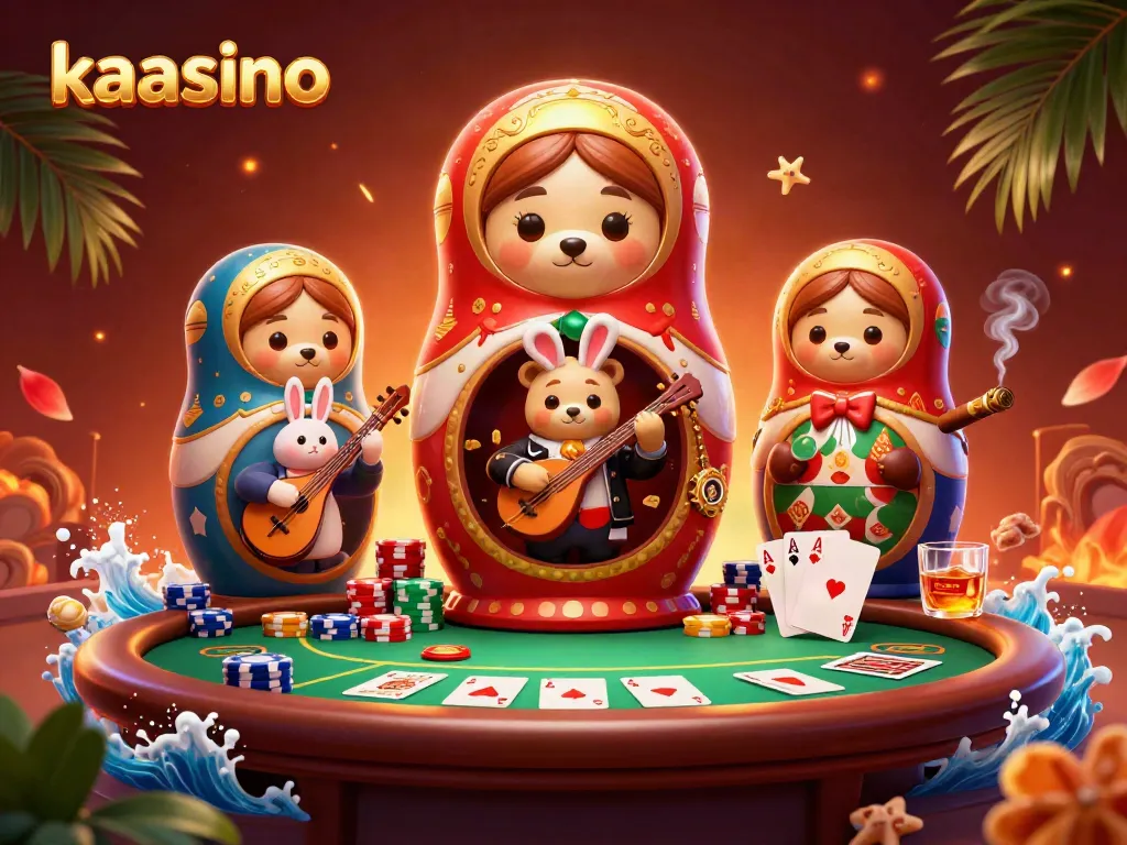 Experience the vibrant world of kaasino with a dynamic 3D casino scene featuring exciting games and characters.