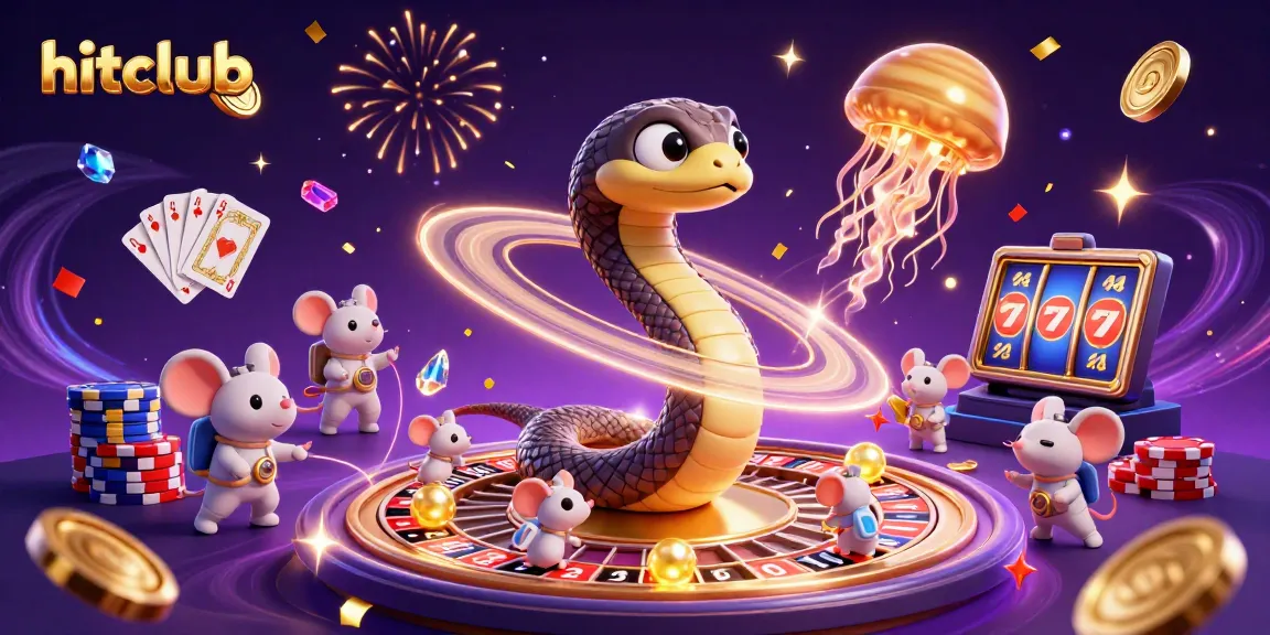 Experience hitclub's cosmic casino adventure with astronauts betting amidst a roulette atmosphere.
