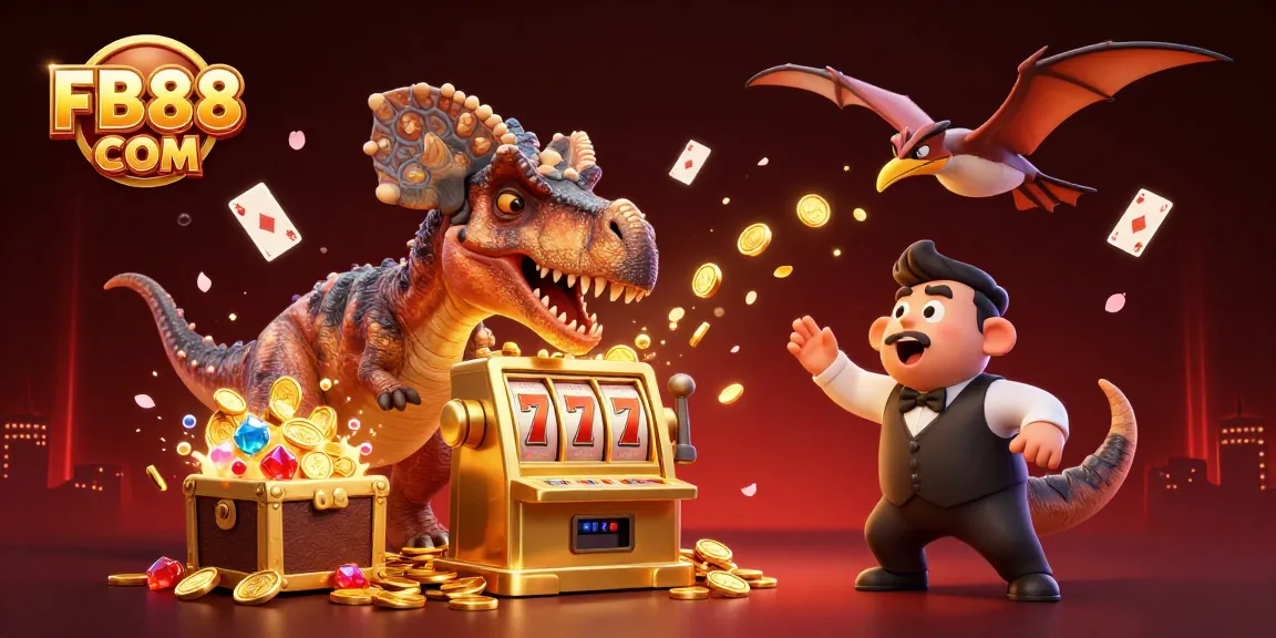 Experience thrilling wins with FB88 COM as cartoon characters engage in an explosive jackpot scene.