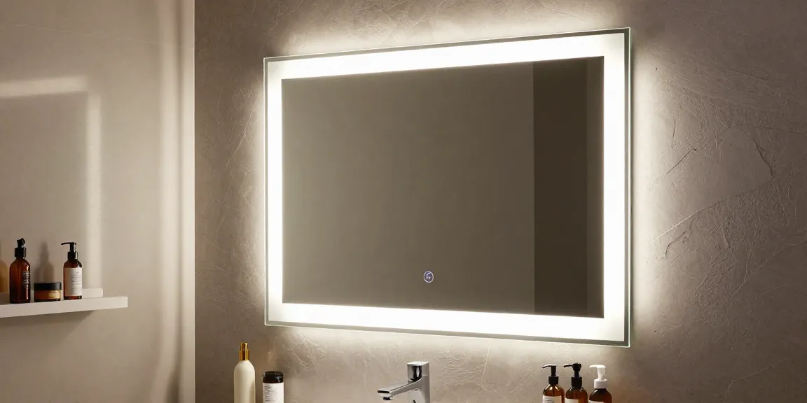 An elegant oglinda baie with LED lights, perfect for online shopping, showcasing best deals on modern bathroom mirrors.
