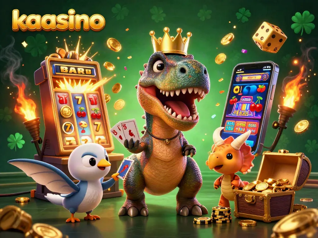 Engage in thrilling gameplay at Kaasino with vibrant 3D characters, slots, and jackpot action.