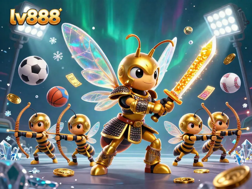 Experience thrilling games with lv888 in this dynamic illustration featuring epic characters and vibrant casino elements.