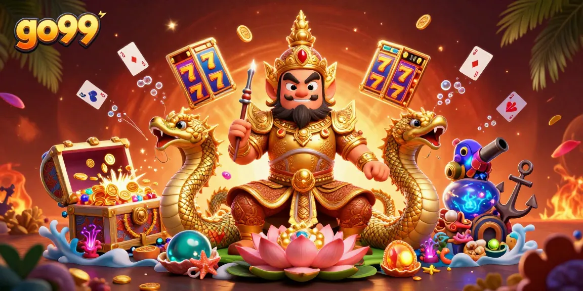Win big at go99 with vibrant 3D characters and dynamic slot game elements in a casino scene