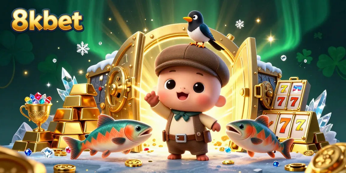 Experience 8kbet's vibrant 3D treasure world, capturing dynamic slot gaming action and fun
