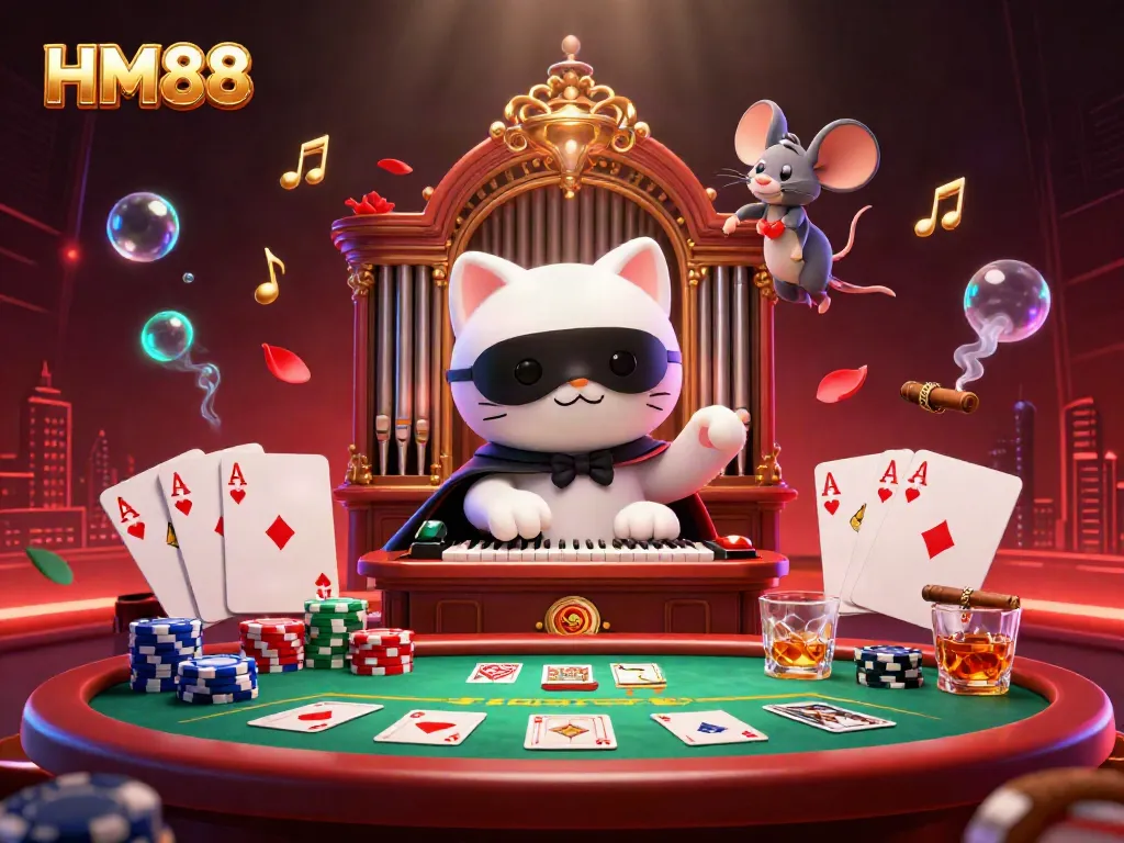 Engage with thrilling gameplay at HM88 featuring a vibrant casino scene filled with intense gambling action.