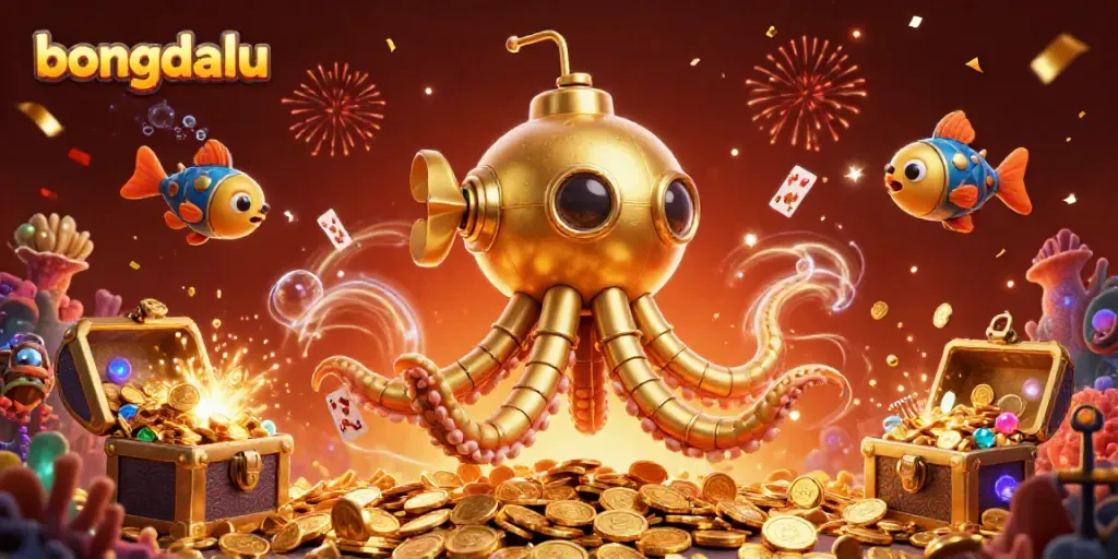 Experience real-time sports betting excitement with Bongdalu as the golden kraken submarine navigates a sea of riches.