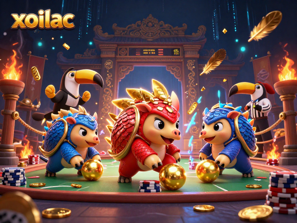 Experience thrilling gameplay on xoilac as rival pangolins battle through poker chips and golden treasures.