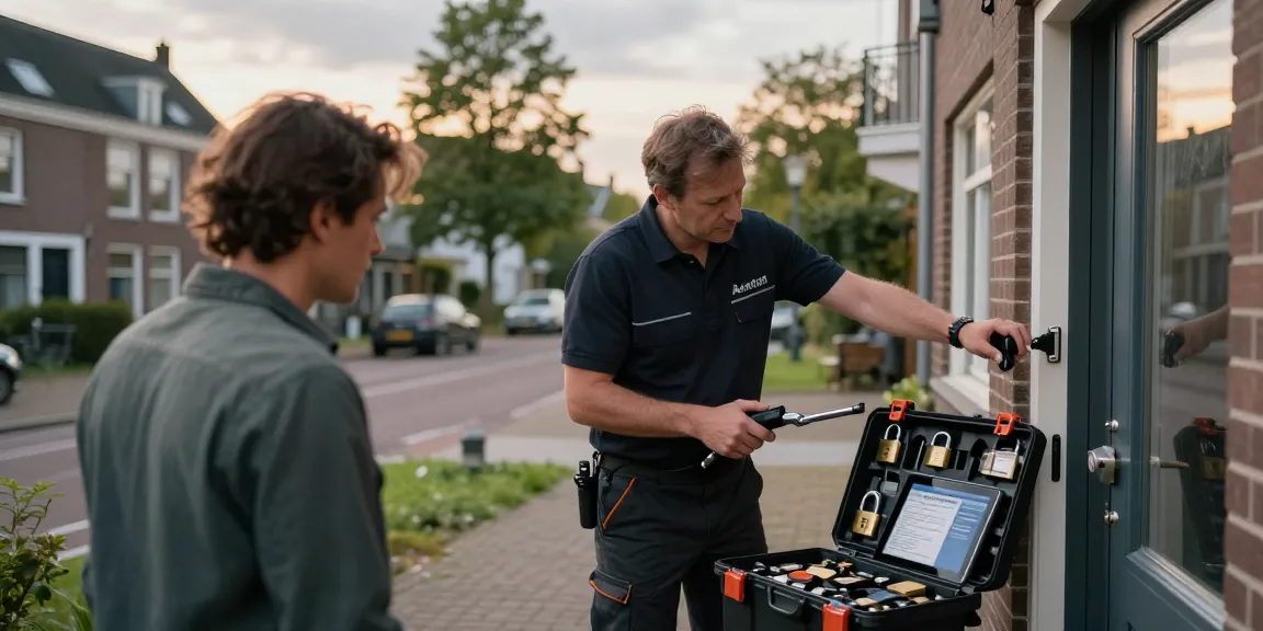Slotenmaker Arnhem direct, professionele slotenmaker helpt klant bij het openen van een deur in Arnhem.