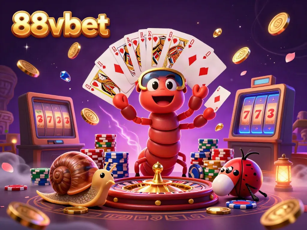 Experience the vibrant gameplay of 88vbet with a whimsical millipede dealer and incredible casino elements.