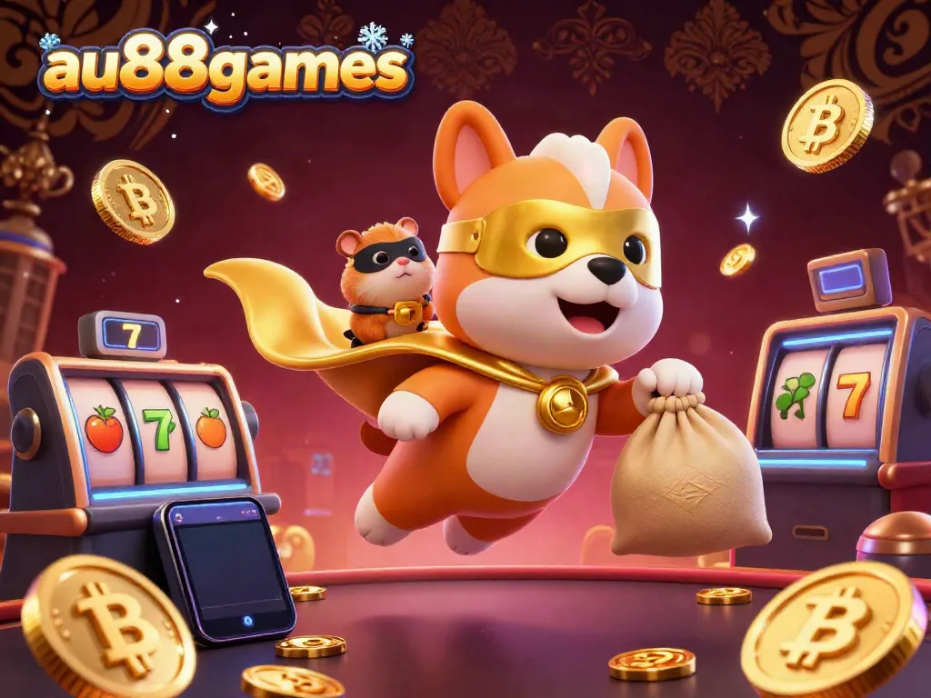 Experience the thrill of gambling with au88games in a vibrant casino scene filled with superheroes and gaming elements.
