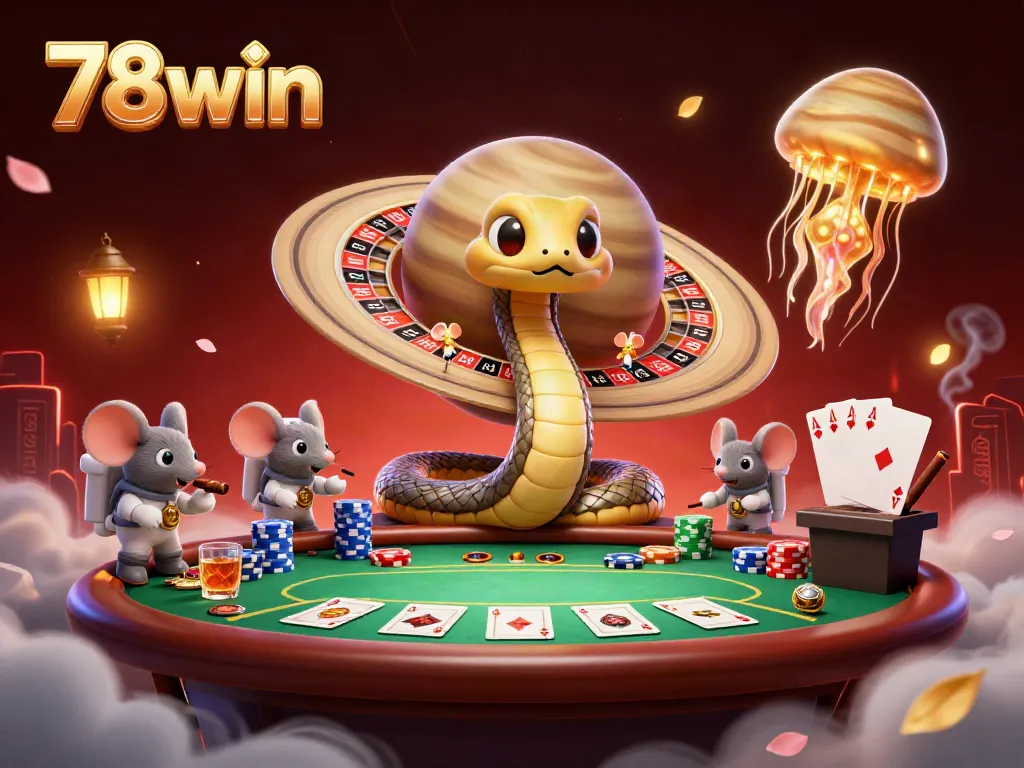 Experience cosmic casino excitement with 78win as astronaut mice bet on Saturn's roulette rings.