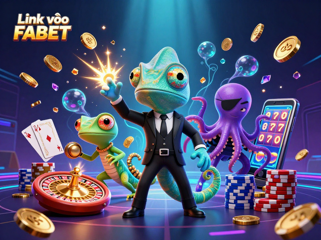 Experience the action and excitement at Link vào FABET with vibrant casino illustrations.