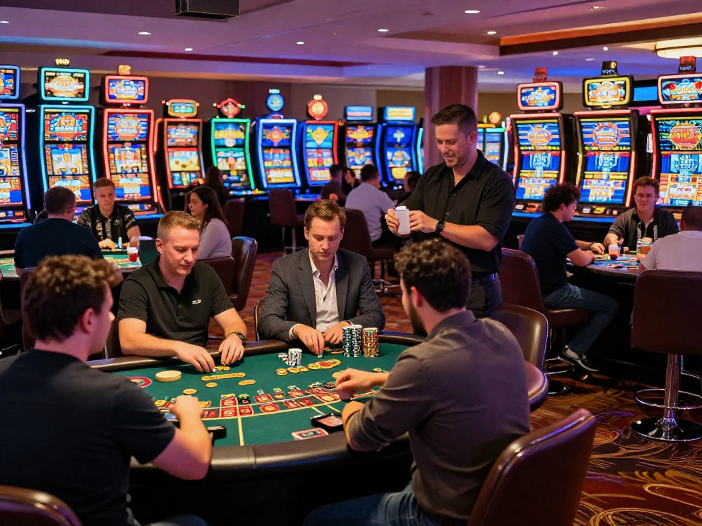 Dynamic casino oxbet environment with players enjoying games and vibrant atmosphere