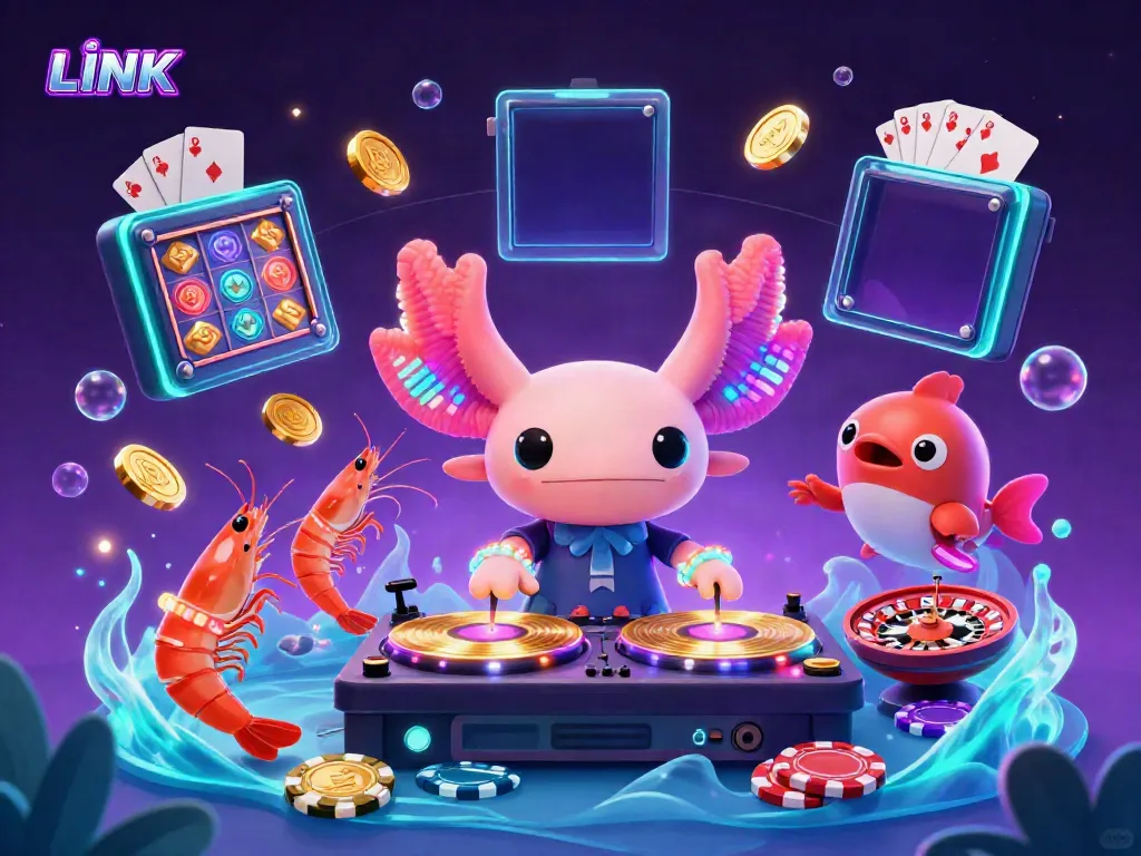 Experience thrilling fun with LINK AU88 as neon axolotl DJ spins at an underwater casino