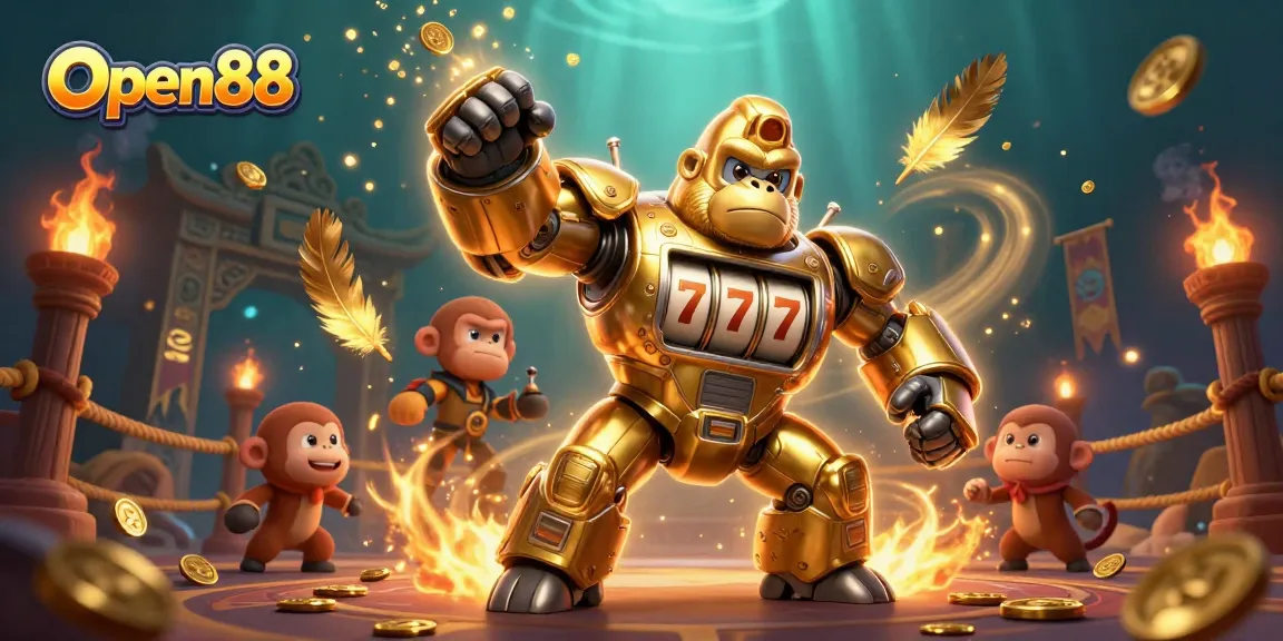 Experience thrilling gameplay with Open88 at a vibrant casino adventure with 3D mech characters.