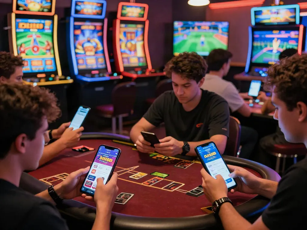 Players enjoying DA88 mobile gaming in a lively digital environment.
