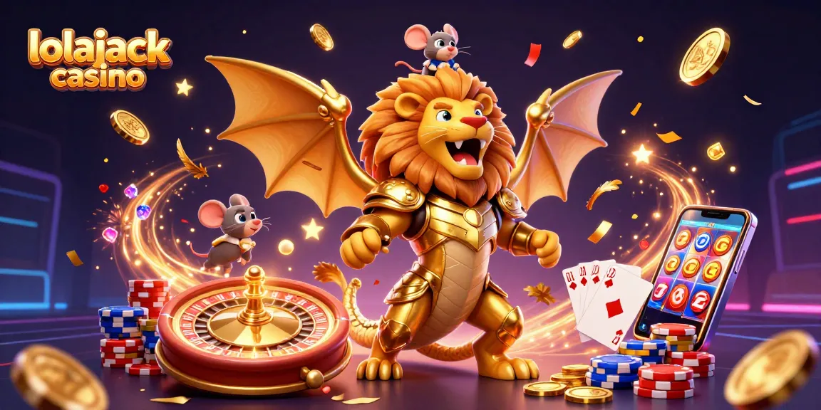 Experience the excitement of lolajack casino with an ultra-detailed 3D scene full of gaming elements.
