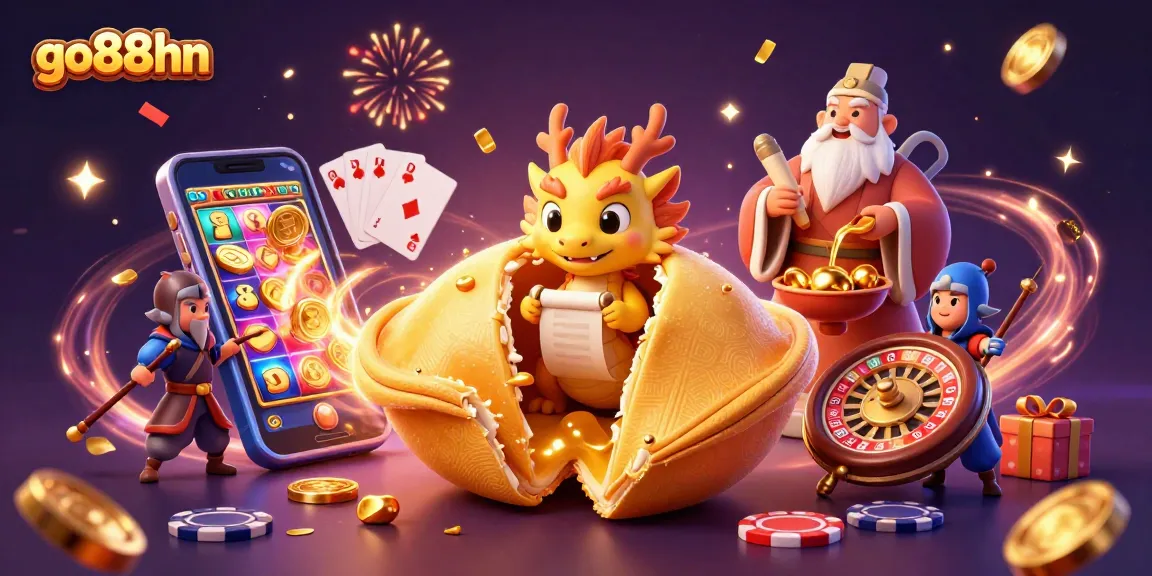 Experience excitement at go88hn with a lively 3D casino scene featuring games and fortunes.