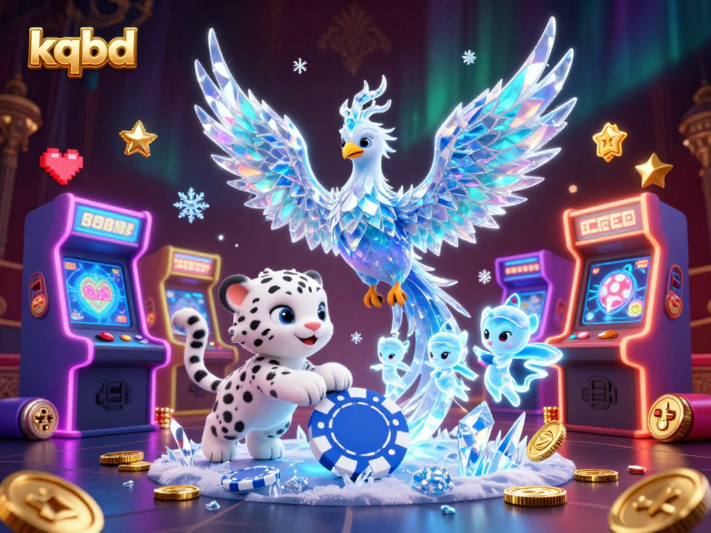 Watch the kqbd phoenix guide players through a vibrant, ice-themed casino world with colorful gaming elements.