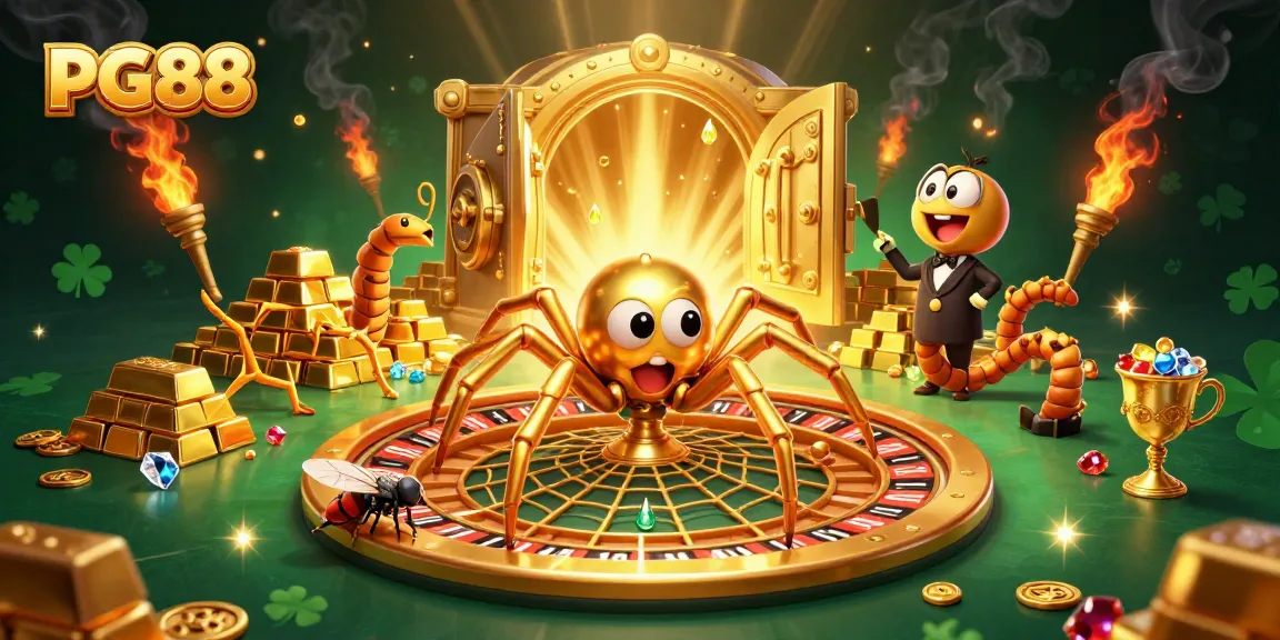 Place bets at PG88 with confidence in this dynamic 3D casino illustration featuring a roulette wheel.