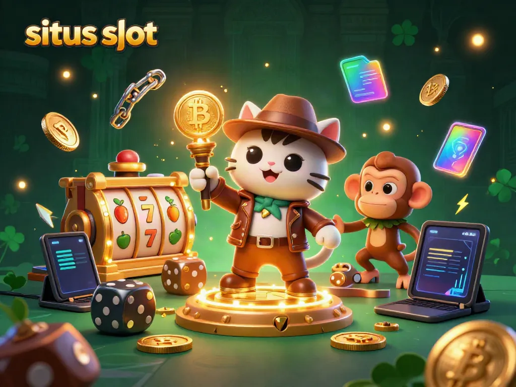 Engage with the excitement of situs slot as a 3D cartoon explorer archaeologist cat uncovers a golden casino artifact.