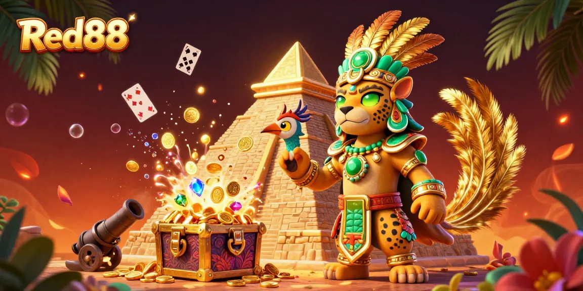Red88 offers vibrant 3D casino adventure, showcasing colorful treasures and thrilling games.