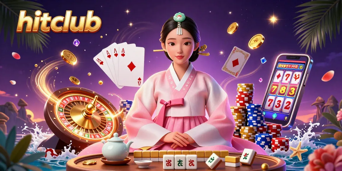 Engage with hitclub's vibrant casino scene showcasing an elegant woman with mahjong tiles and roulette wheel.