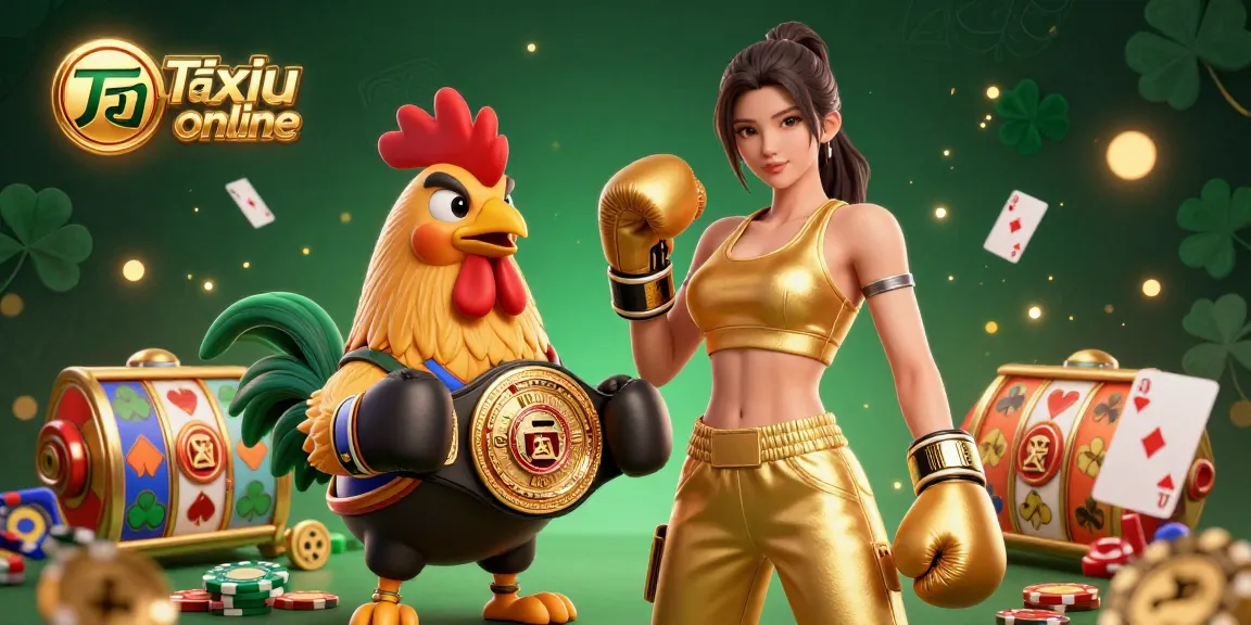 Tai xiu online showcases a vibrant 3D casino scene with engaging characters, slot reels, and dynamic visual elements.