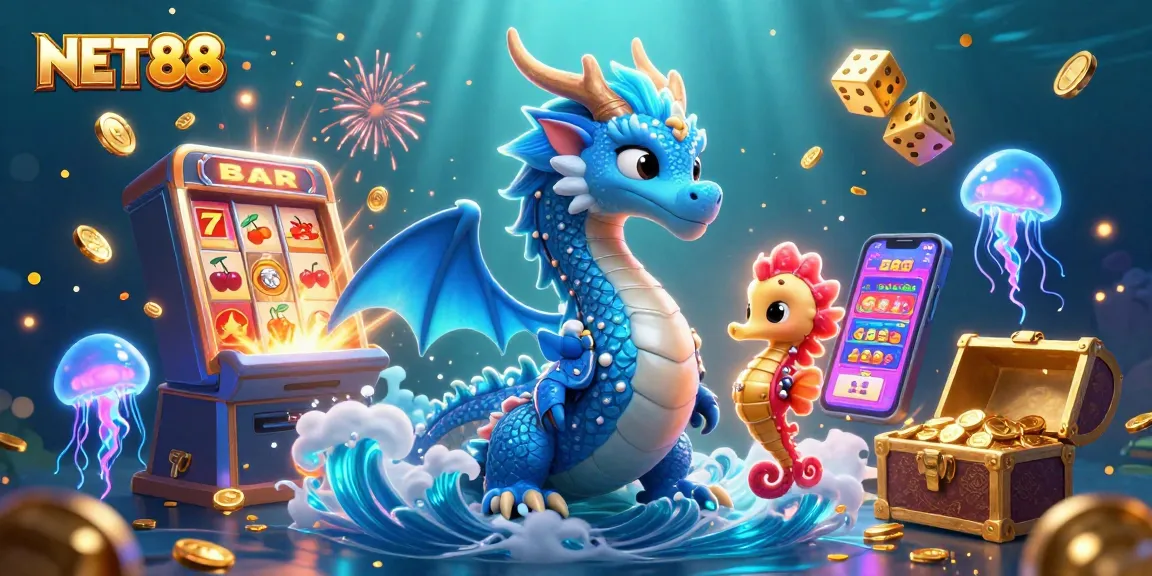 Engage with NET88 in this vibrant 3D gambling-themed underwater world full of excitement.