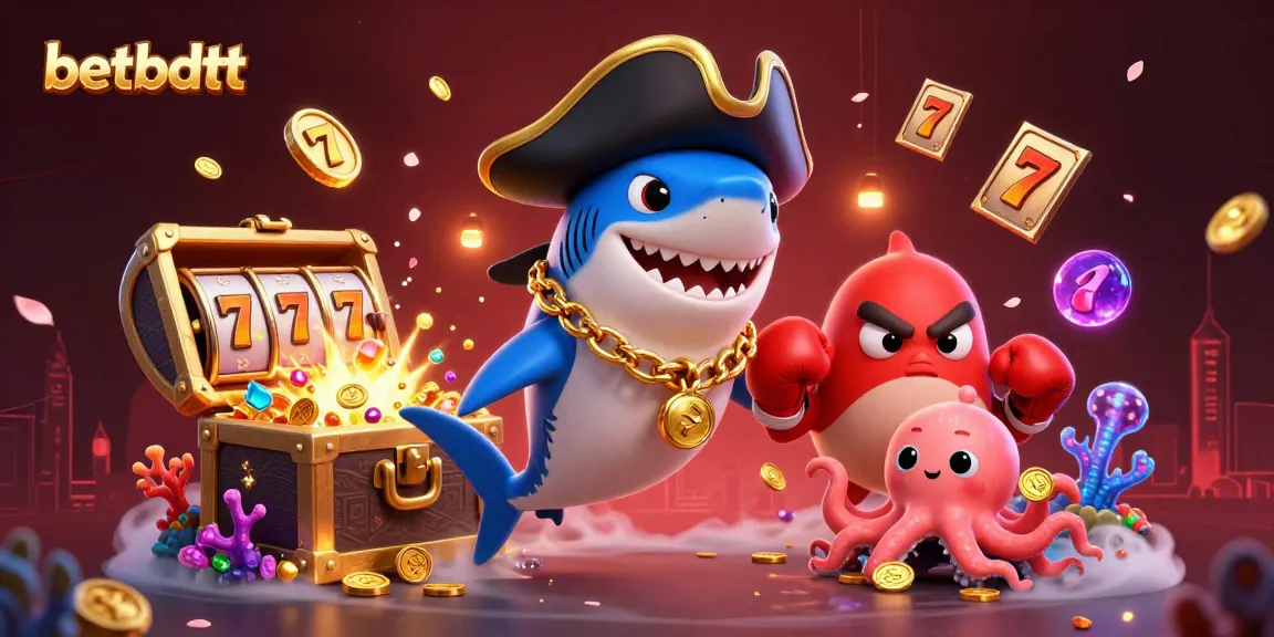 Experience thrilling gameplay with betbdtt as a cartoon pirate shark joins an octopus and pufferfish in an underwater treasure adventure.