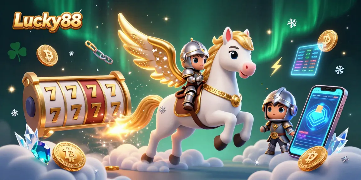 Engage with Lucky88's thrilling slots experience amidst a dynamic 3D casino illustration